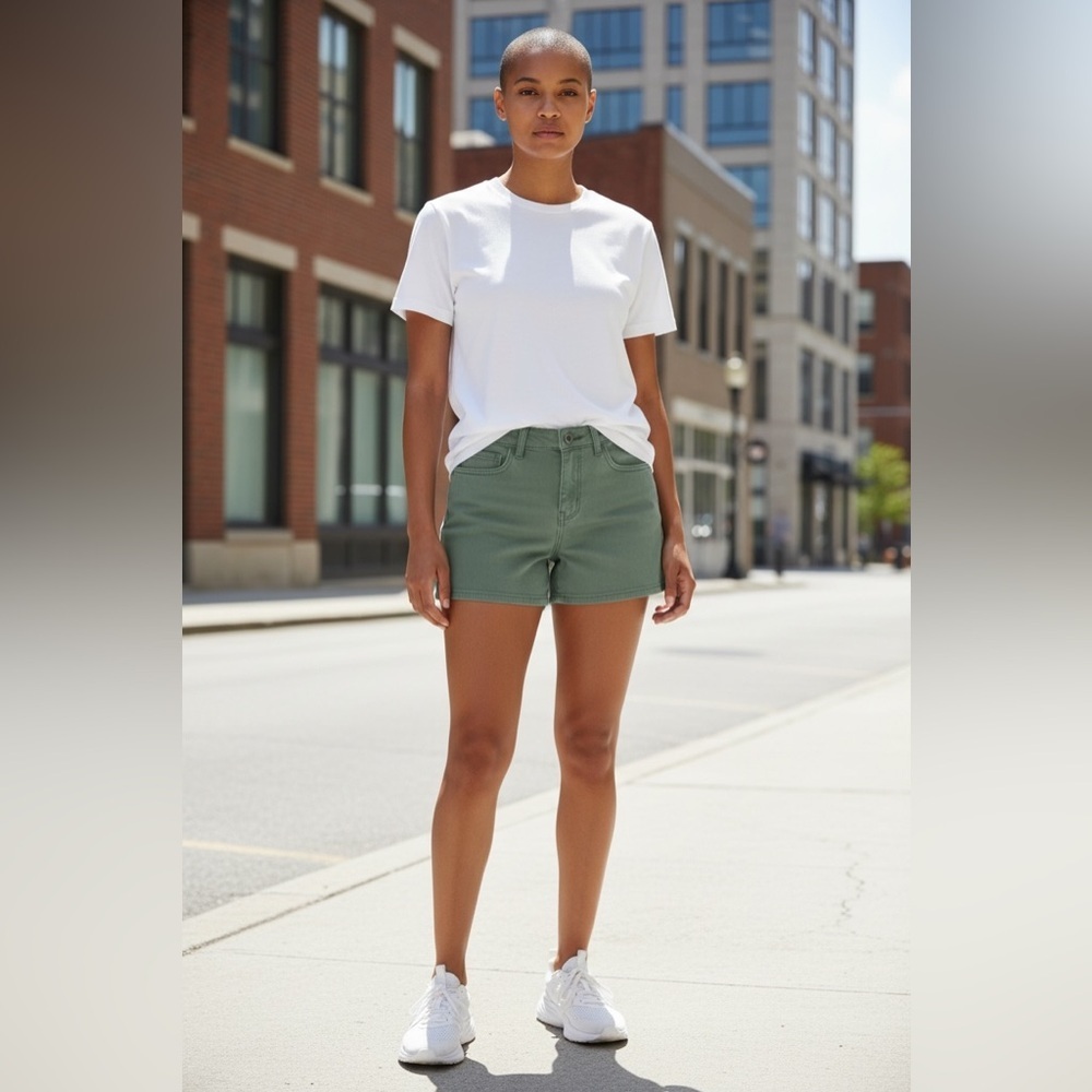 American Eagle Outfitters, Super Stretch Sage Green Twill Shorts Women, Size 8